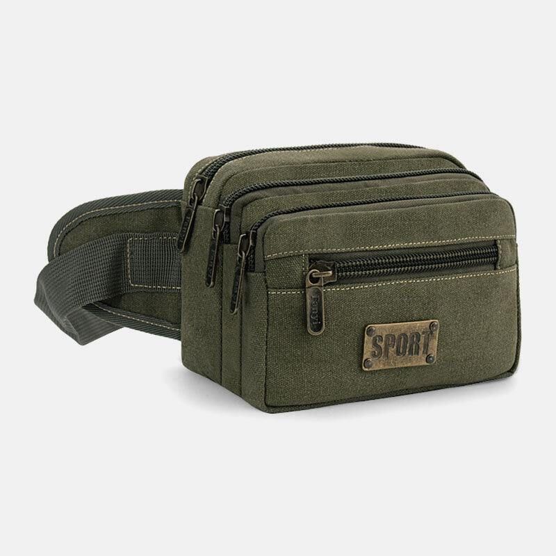 Miesten Vedenpitävä Monitaskuinen Vyötärölaukku Canvas Suuri Tilavuus Monikäyttöinen Puhelinlaukku Rintalaukku Crossbody Laukku Olkalaukku