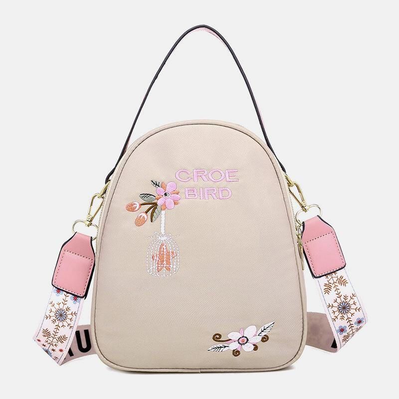 Naisten Oxford Embroidery Etninen Multi-Carry Korvakuulokereppu Olkalaukku Käsilaukku