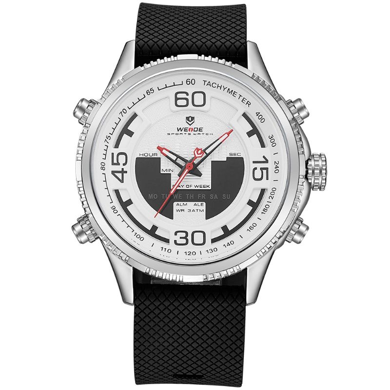 Weide 6306 Dual Display Digitaalinen Kello Kodikas Silikonirannellinen Hälytyskalenteri Valoisa Urheilukello