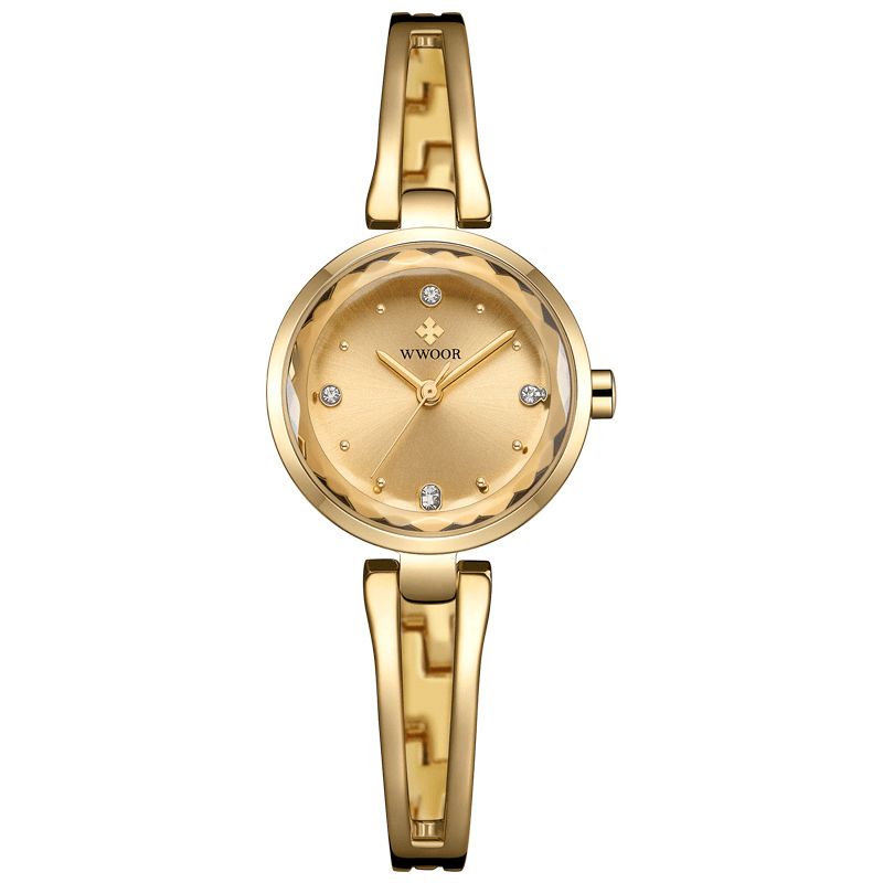 Wwoor 8866 Diamond Naisten Rannekello Business Style Teräsnauha Kvartsikello