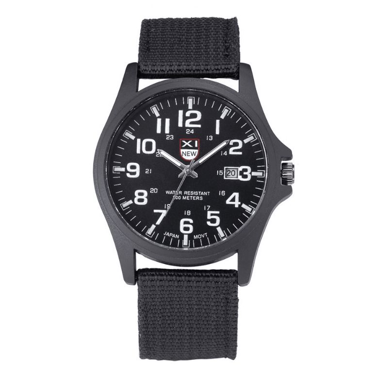 Xinew Nylon Band Casual Style Quartz Watch Päivämääränäyttö Miesten Rannekello