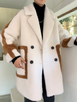 Väri Block Urban Lapel Collar Teddy Takki