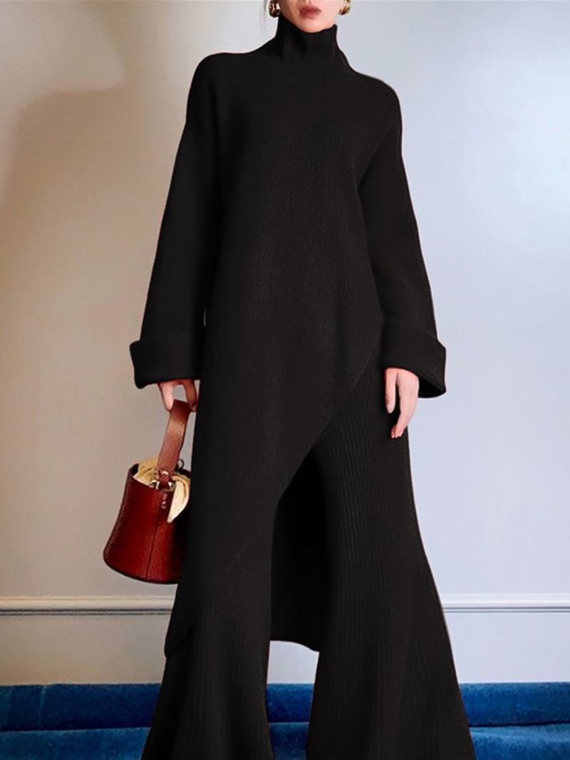 Pitkähihainen Plain Turtleneck Löysä Villapaita