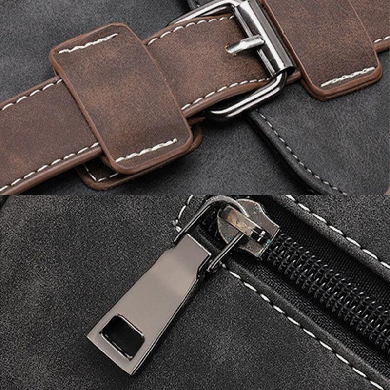 Miesten Pu-Nahkainen Monitasku Vintage Casual Vedenpitävä Hengittävä Crossbody Laukut Olkalaukut