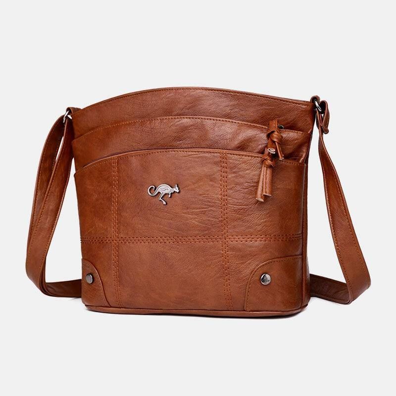 Naisten Pu-Nahka Suuri Kapasiteetti Retro 6.3 Tuuman Monitaskuinen Puhelinlaukku Pehmeä Crossbody Laukut Olkalaukku